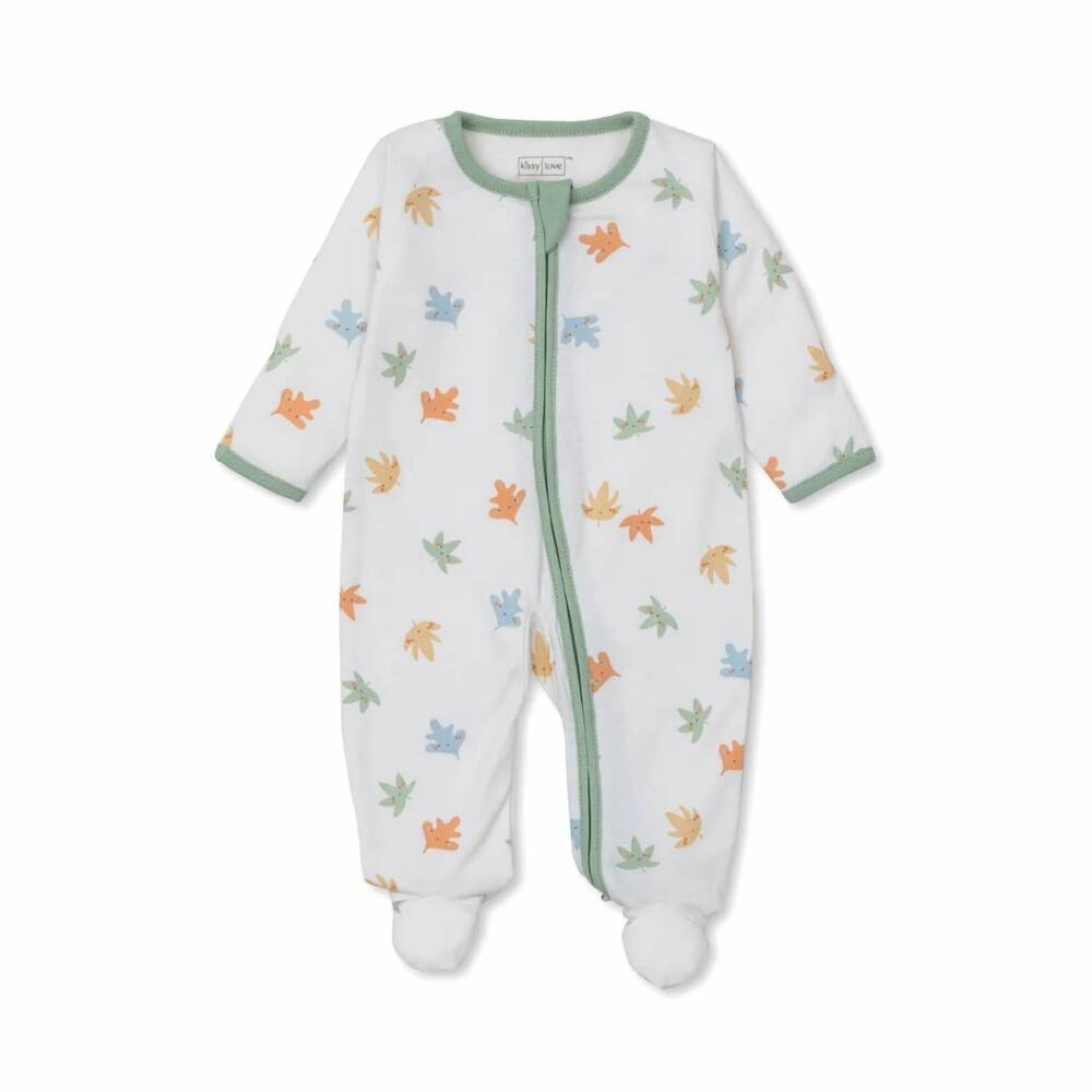 NEW KISSY KISSY kids leafy breeze zip-up footie in green